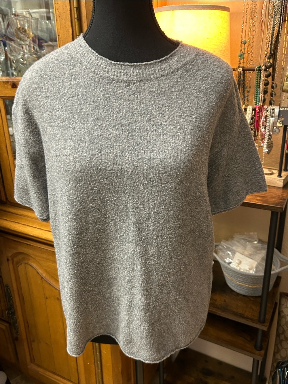STYLUS Gray Short-Sleeve Crewneck Sweater